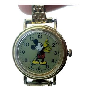 Lorus Vintage Mickey Mouse‎ Gold Tone Wristwatch Y481-1190 A1 New Battery READ